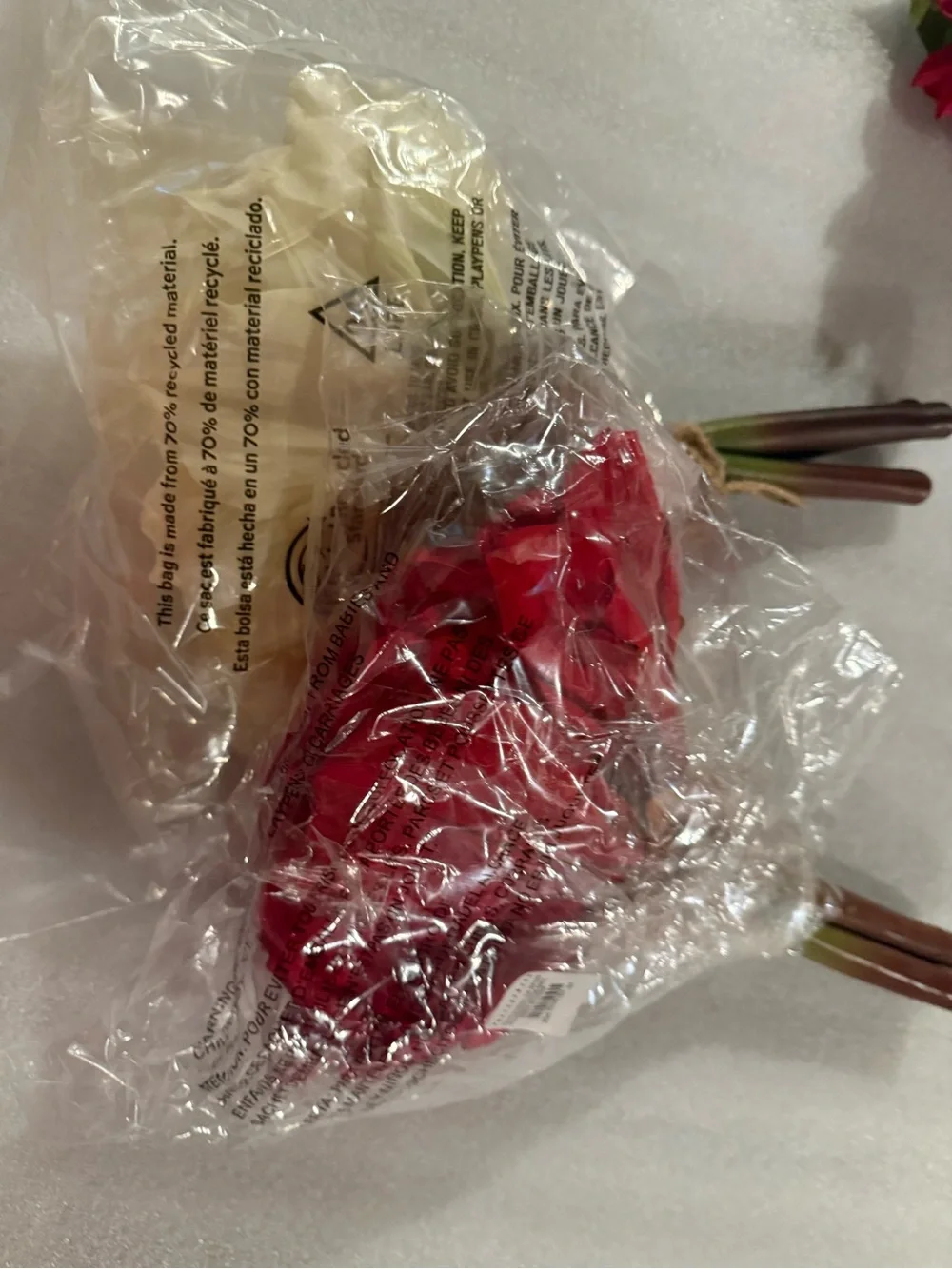 New, Set of Two, Red & White Faux Amaryllis Bundles